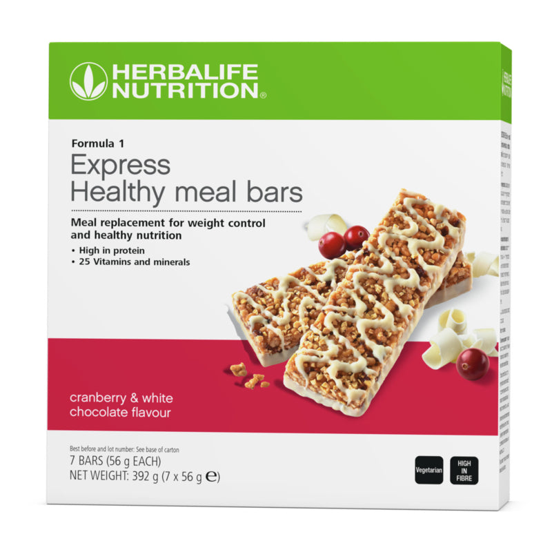 Herbalife Formula 1 Express Meal Bars – Dark Chocolate / Cranberry & White Chocolate (7 Bars per Box)