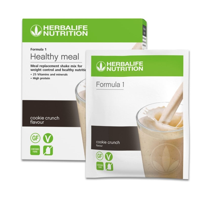 Herbalife Formula 1 Nutritional Shake Mix Sachets – Chocolate / Vanilla / Cookie Crunch (Pack of 7)
