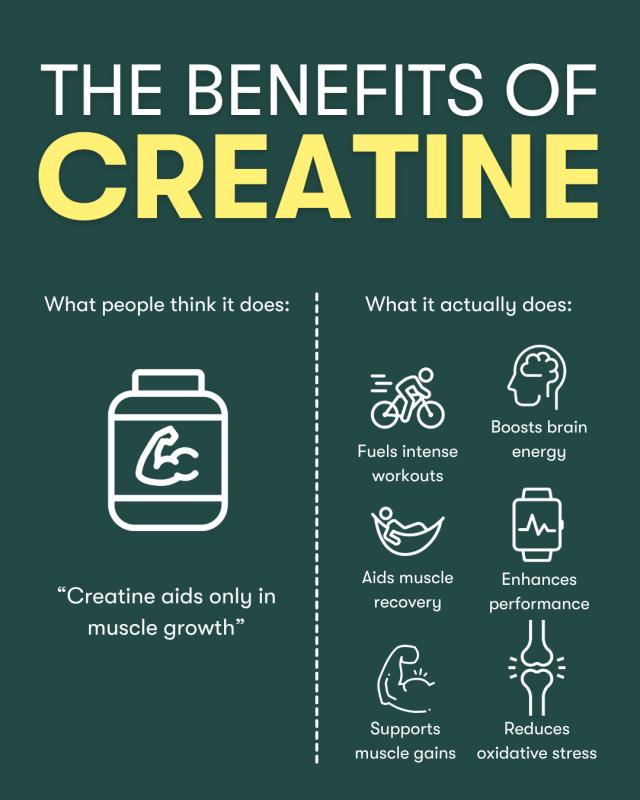 Infographic explaining the benefits of creatine beyond muscle growth